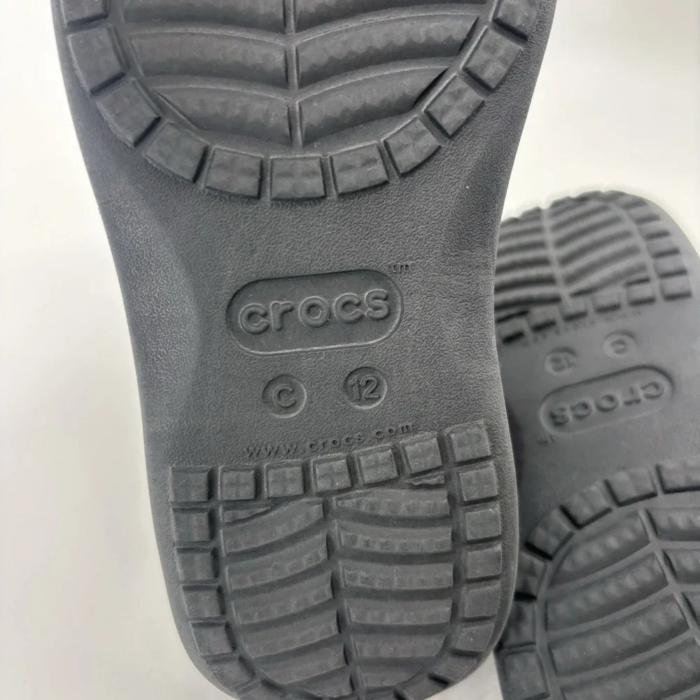 Crocs Gray Santa Cruz Canvas Loafers Size C 12 Little Kid Black‎ Gray Slip On